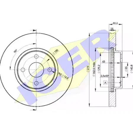 Тормозной диск ICER LTWBEVU HQM AE 78BD1320-2 1510257 изображение 0