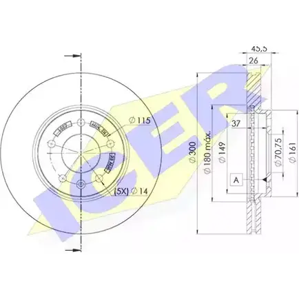 Тормозной диск ICER 1510267 MW IDWRM 78BD1557-2 Z8TE5M