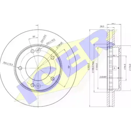 Тормозной диск ICER QS84PT 1510281 B 15X4ZT 78BD1712-2 изображение 0