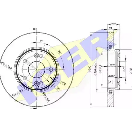 Тормозной диск ICER HTRF E17 1510322 UAY249C 78BD2234-2 изображение 0