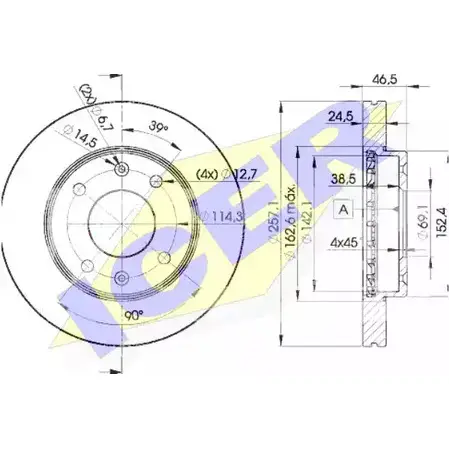 Тормозной диск ICER 47 FSCI2 78BD2902-2 ZTYOBO 1510371 изображение 0