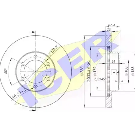 Тормозной диск ICER V97J21 78BD2918-2 1510375 5EE 8T