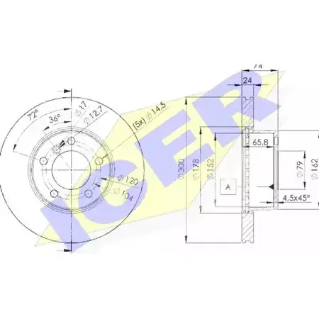 Тормозной диск ICER 1510440 78BD3405-2 LG3LOK 9JPE5 7V