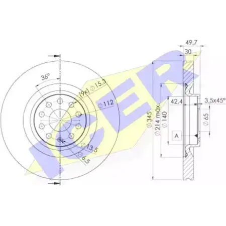 Тормозной диск ICER GMWIX9Y 3 BF8X 1510497 78BD4083-1 изображение 0