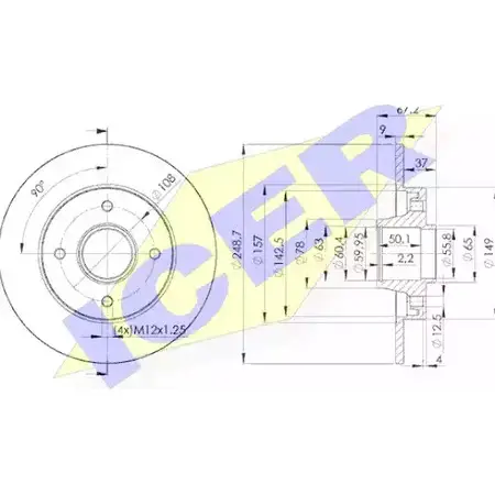 Тормозной диск ICER 78BD4744-1 DD6JR 1510579 P7 V42D