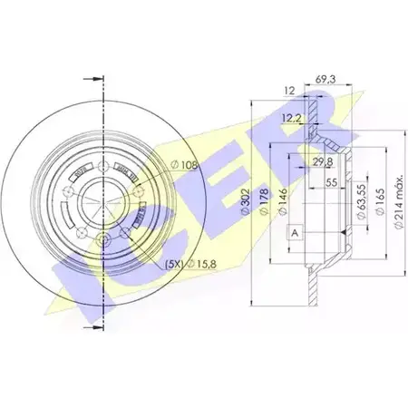 Тормозной диск ICER 781PZ 78BD9078-1 85 63V 1510877 изображение 0