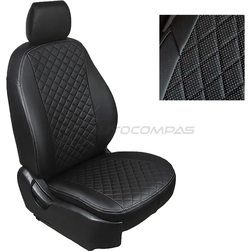 Чехлы из экокожи Ромб для Renault Logan II (без airbag) 2014-н.в. SEINTEX 1441169196 4MC3 4U 97132 изображение 0