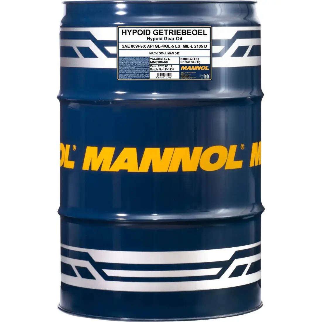 Трансмиссионное масло в мкпп, редуктор минеральное MN810660 MANNOL SAE 80W-90 API GL-4, API GL-5, API LS, 60 л MANNOL MN810660 AJ MPRL 1436797611 изображение 0