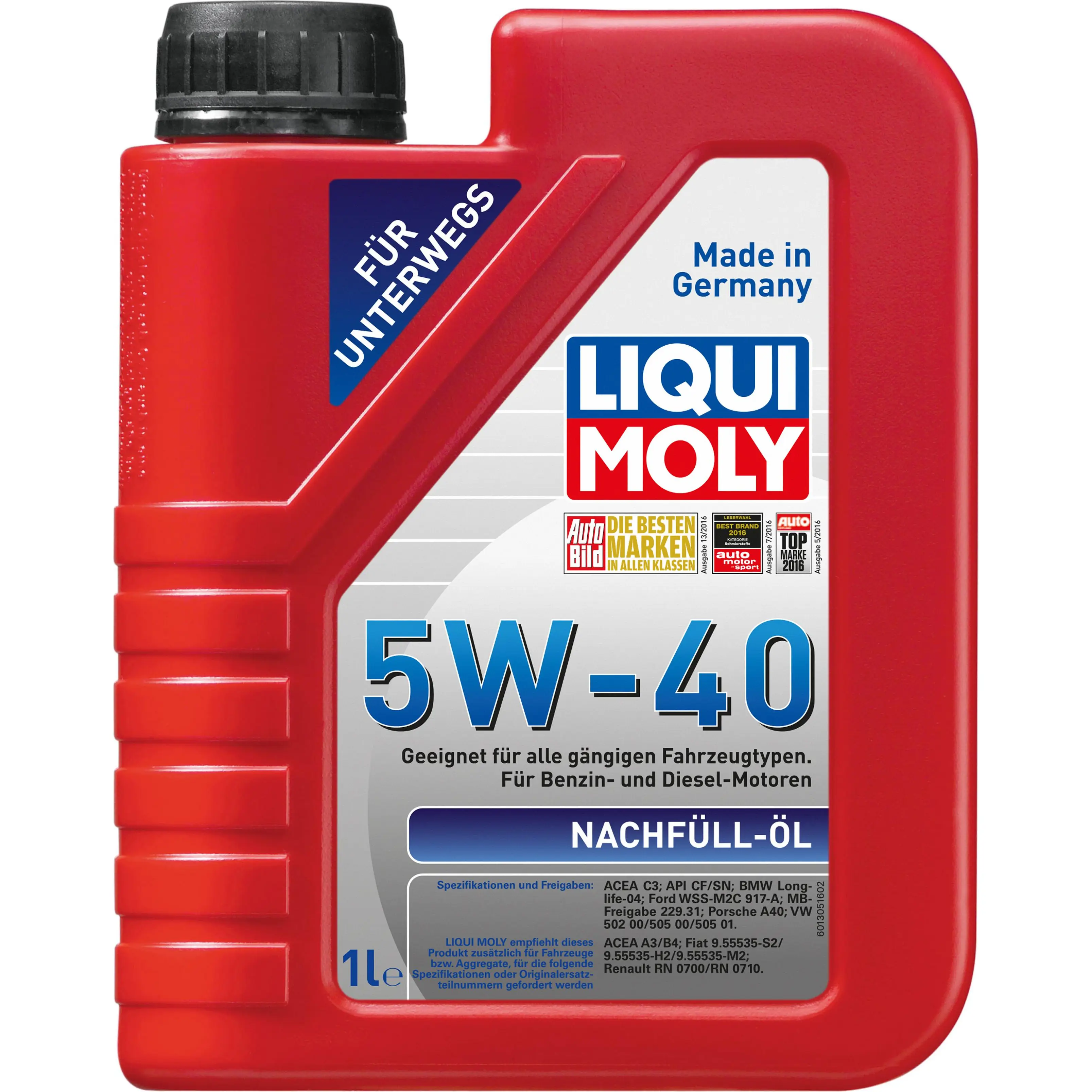 Моторное масло Nachfüll-Öl 5W-40 LIQUI MOLY ACEA B4 1305 ACEA A3 1194062437 изображение 0