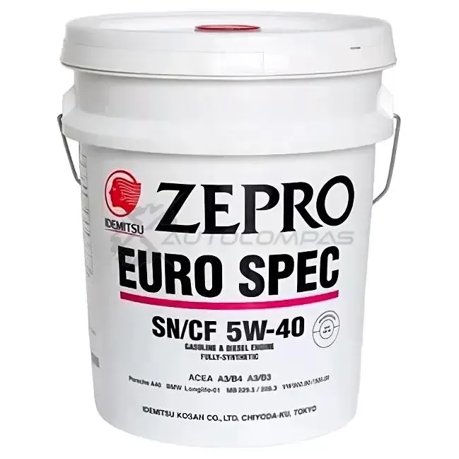 Моторное масло синтетическое ZEPRO EURO SPEC 5W-40, 20 л IDEMITSU 1436946696 1849020 BEW 4T4W изображение 0
