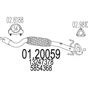 Выхлопная труба глушителя MTS OCO9XK 1695041 01.20059 Z2 ZPM8