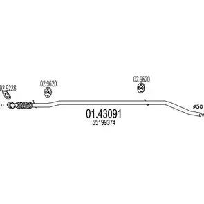 Выхлопная труба глушителя MTS XV5SW7 1695929 VQG O4 01.43091