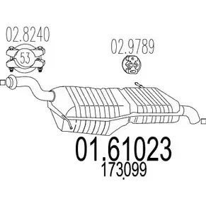 Задний глушитель MTS 1698460 01.61023 80V6Y 1WIGU 1 изображение 0