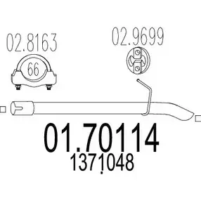 Выхлопная труба глушителя MTS 5FJVVL B 1699588 JG3EIQA 01.70114 изображение 0