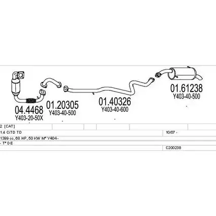 Система выпуска ОГ MTS O2JLCM6 CZ CA6 1706620 C200238024207 изображение 0