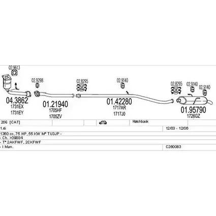 Система выпуска ОГ MTS KE 9U4YL 1708807 JBK2W C260083005966 изображение 0