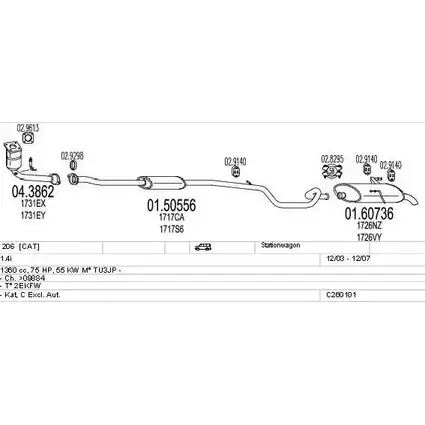 Система выпуска ОГ MTS C260101006003 X75V 2 1708824 FPN9X5 изображение 0