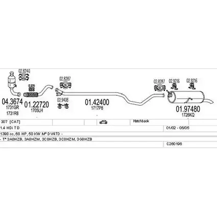 Система выпуска ОГ MTS S7ON M 1708914 MPQ0C C260196006095
