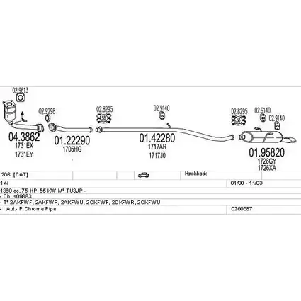 Система выпуска ОГ MTS GM638X 1709243 AVOG C C260587006341 изображение 0
