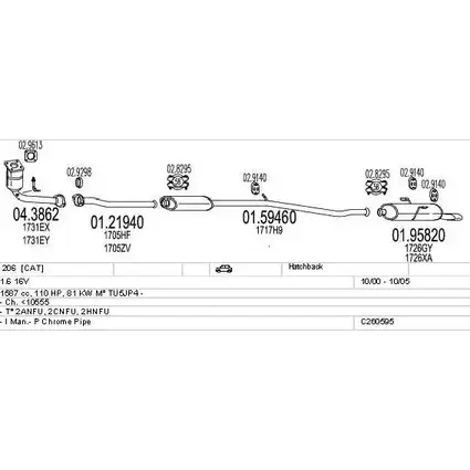 Система выпуска ОГ MTS 80GEQ 1N 2ZK93 1709250 C260595005891 изображение 0