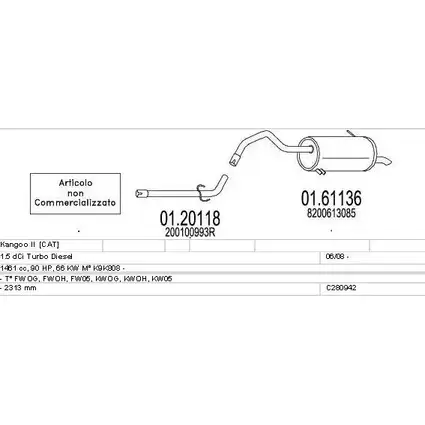 Система выпуска ОГ MTS PCULM HT4U 1J 1710213 C280942028229