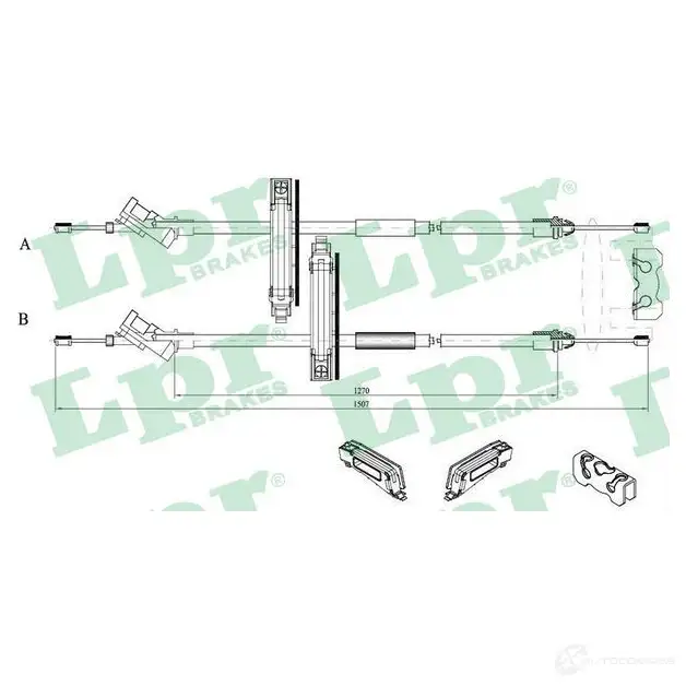 Трос ручника LPR C0227 B 1727172 C0227B 1VRYJQ изображение 0