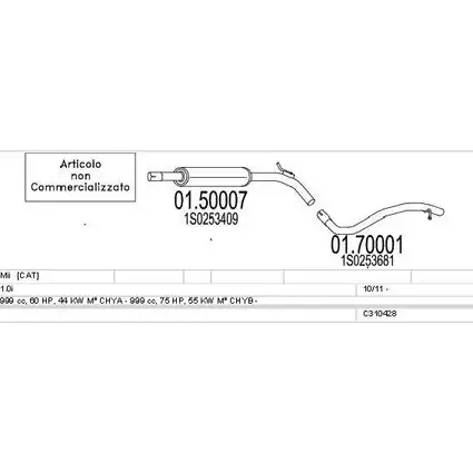 Система выпуска ОГ MTS G7CP M ONSWRQ C310428028288 1710872 изображение 0