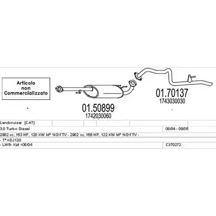 Система выпуска ОГ MTS C370272022731 VI RFO M0WOBTR 1711313 изображение 0