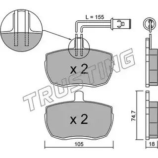 Тормозные колодки, дисковые, комплект TRUSTING 018.1 20653 1747758 2035 9 изображение 0