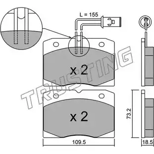 Тормозные колодки, дисковые, комплект TRUSTING 053.0 21188 1748176 21 048 изображение 0