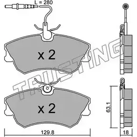 Тормозные колодки, дисковые, комплект TRUSTING 21888 2 1887 1748872 231.0 изображение 0