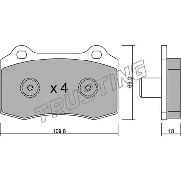 Тормозные колодки, дисковые, комплект TRUSTING HKNRH AD ZZR 260.5 1748914 изображение 0