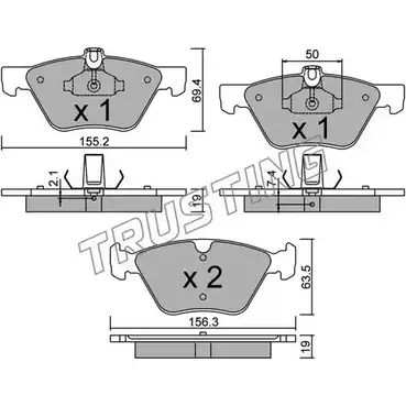 Тормозные колодки, дисковые, комплект TRUSTING 2 1670 1748916 24722 261.1 изображение 0