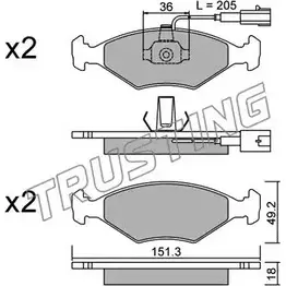 Тормозные колодки, дисковые, комплект TRUSTING 23 218 23220 1748947 282.0 изображение 0