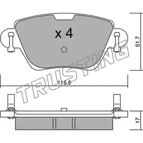 Тормозные колодки, дисковые, комплект TRUSTING 1749016 328.0 WKT96G 2 3557