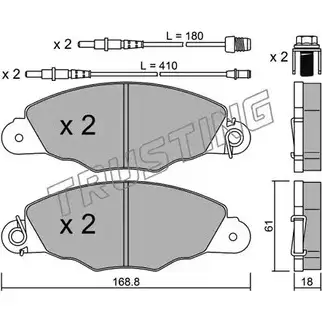 Тормозные колодки, дисковые, комплект TRUSTING 21989 2 1988 343.1 1749045 изображение 0