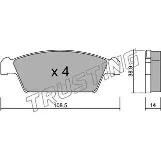 Тормозные колодки, дисковые, комплект TRUSTING 376.0 Q8G24Y 2306 1 1749096 изображение 0