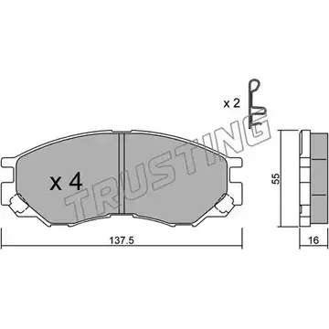 Тормозные колодки, дисковые, комплект TRUSTING 2 3290 416.0 1749132 4PS66 изображение 0