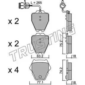 Тормозные колодки, дисковые, комплект TRUSTING 1750201 23280 23 119 790.0