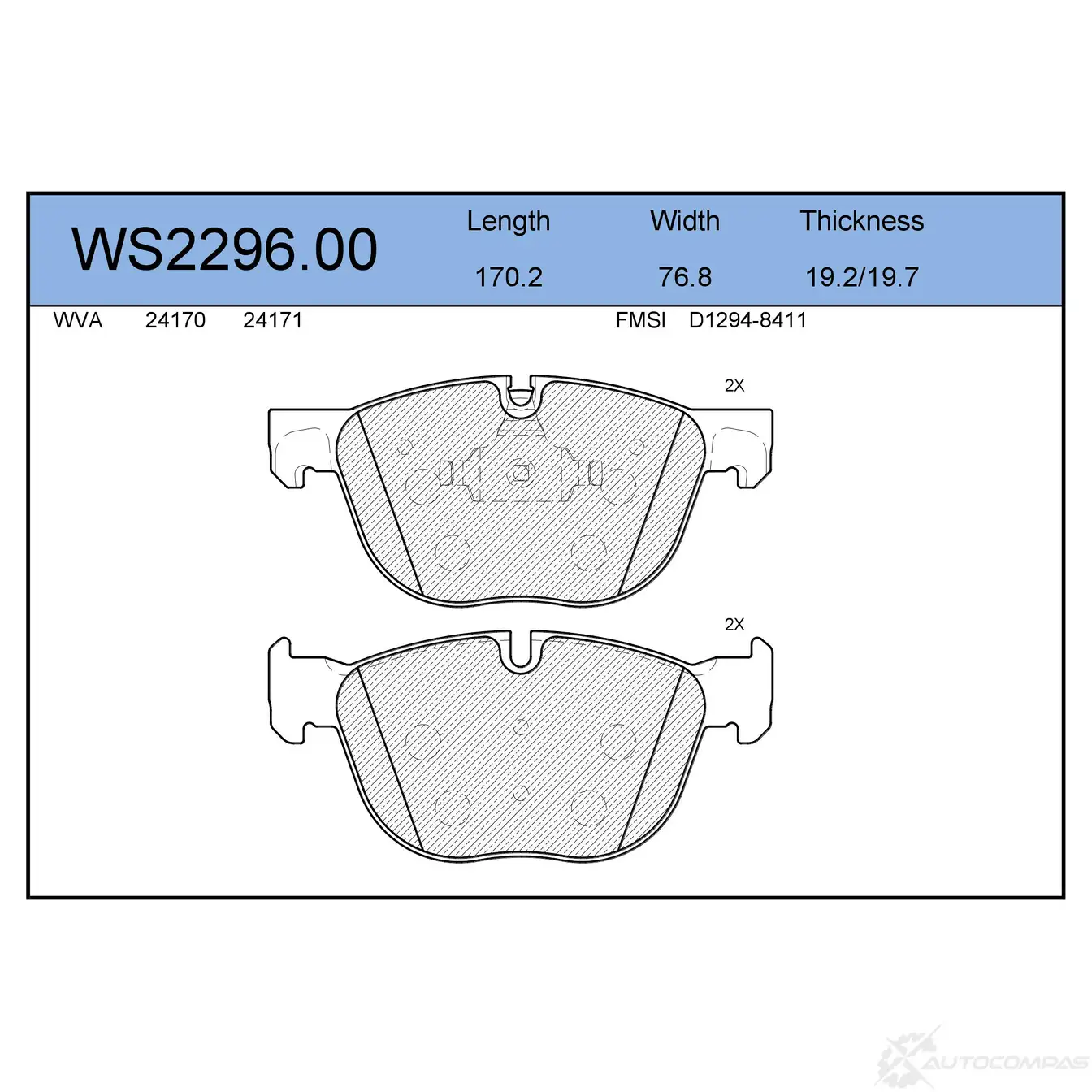 Колодки тормозные дисковые | перед | JEENICE WS2296.00 H 1OWB4M 1439933418