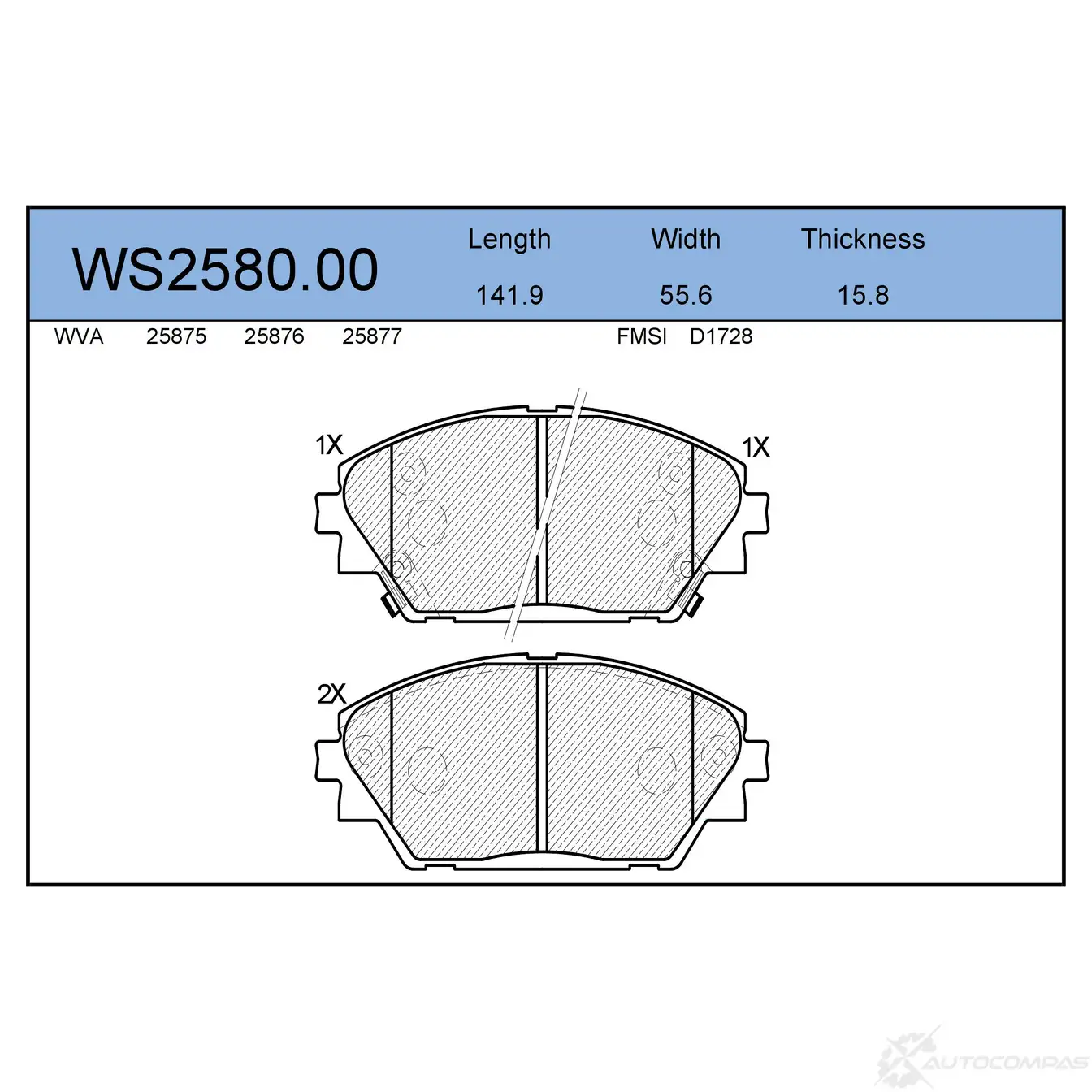 Колодки тормозные дисковые | перед | JEENICE 1 X5LH4E 1439932619 WS2580.00