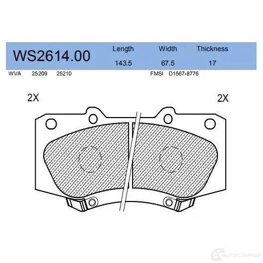Колодки тормозные дисковые | перед | JEENICE WS2614.00 V EDMX 1439931847