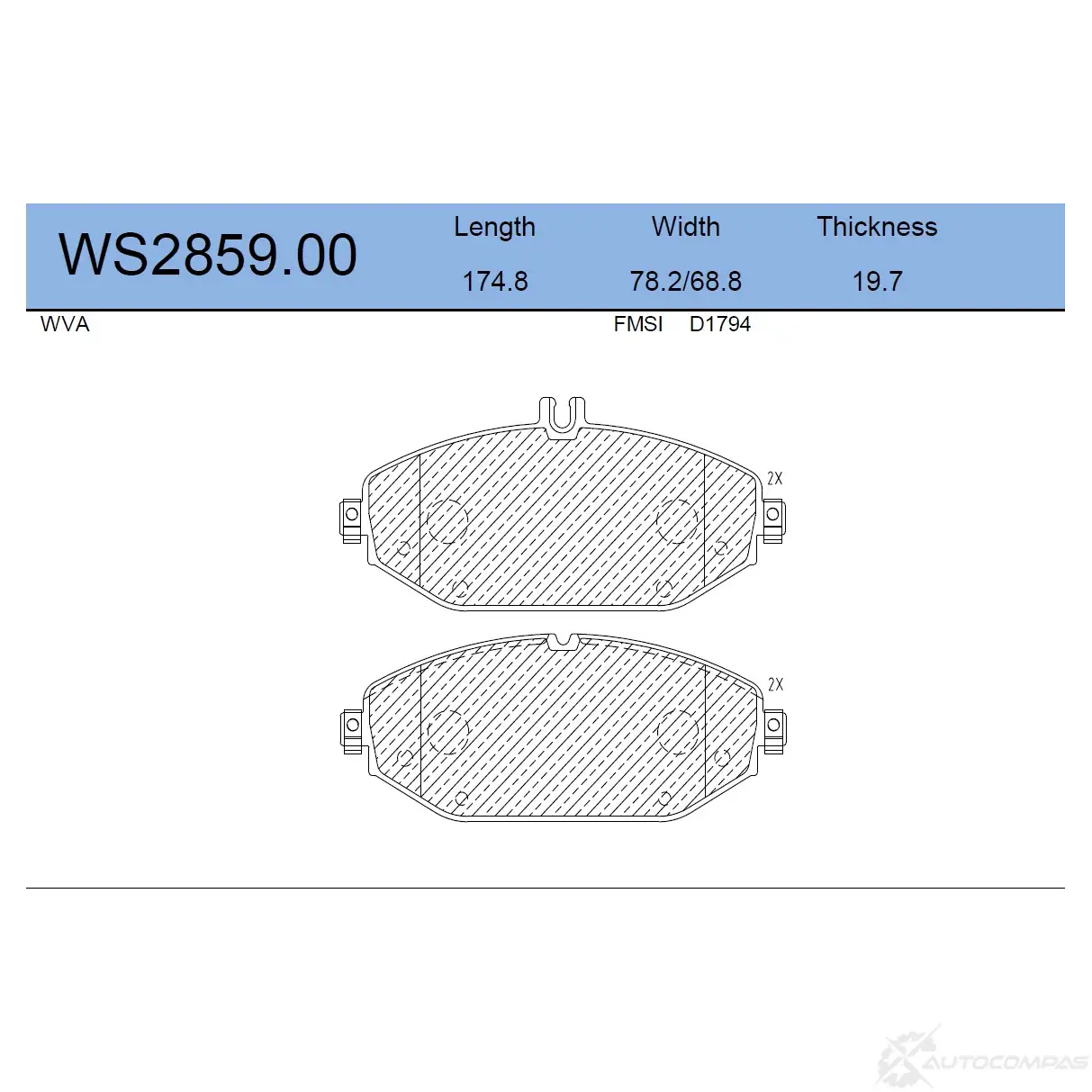 Колодки тормозные дисковые | перед | JEENICE MV H3IQ 1439932537 WS2859.00 изображение 0