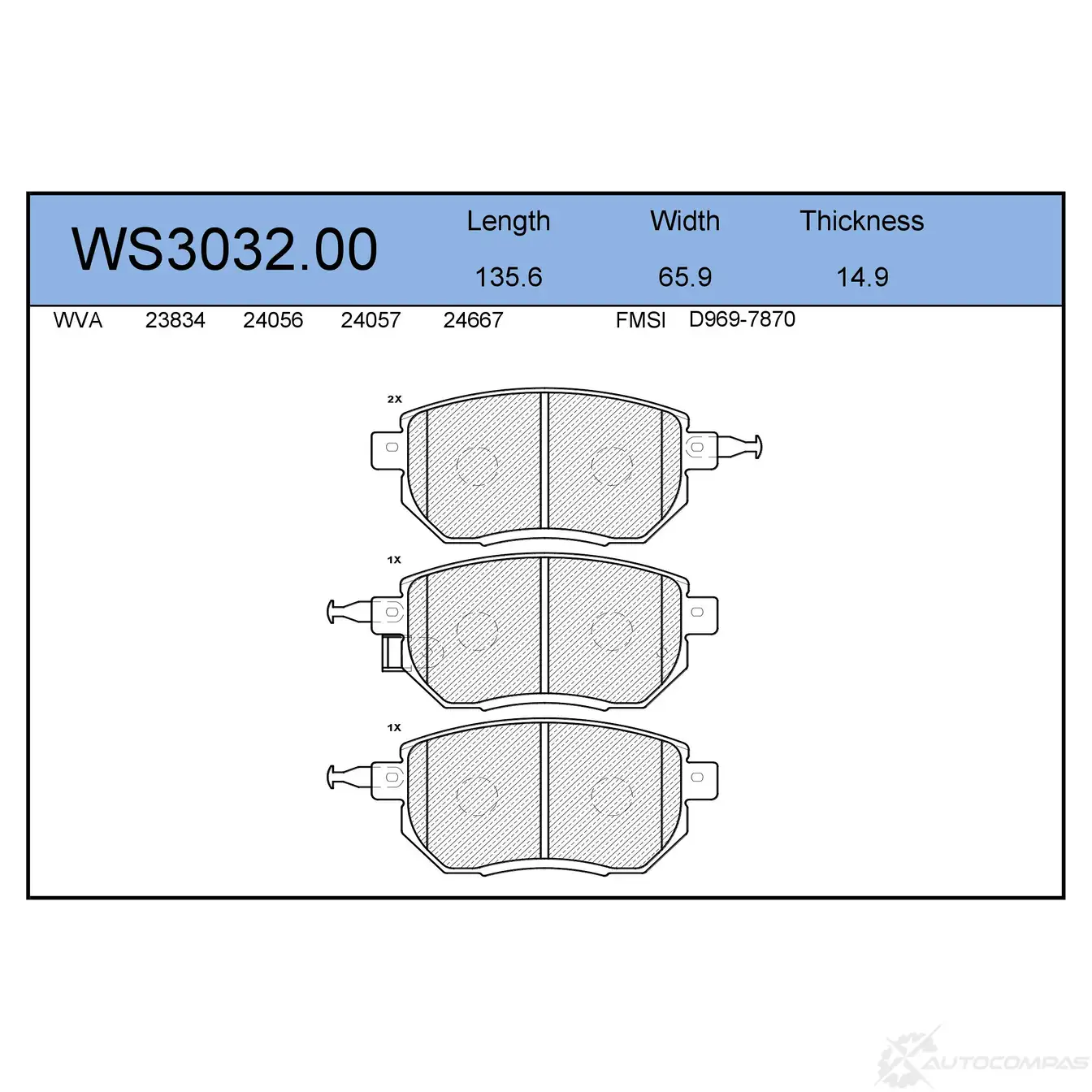 Колодки тормозные дисковые | перед | JEENICE WS3032.00 IEG0 2E 1439932258