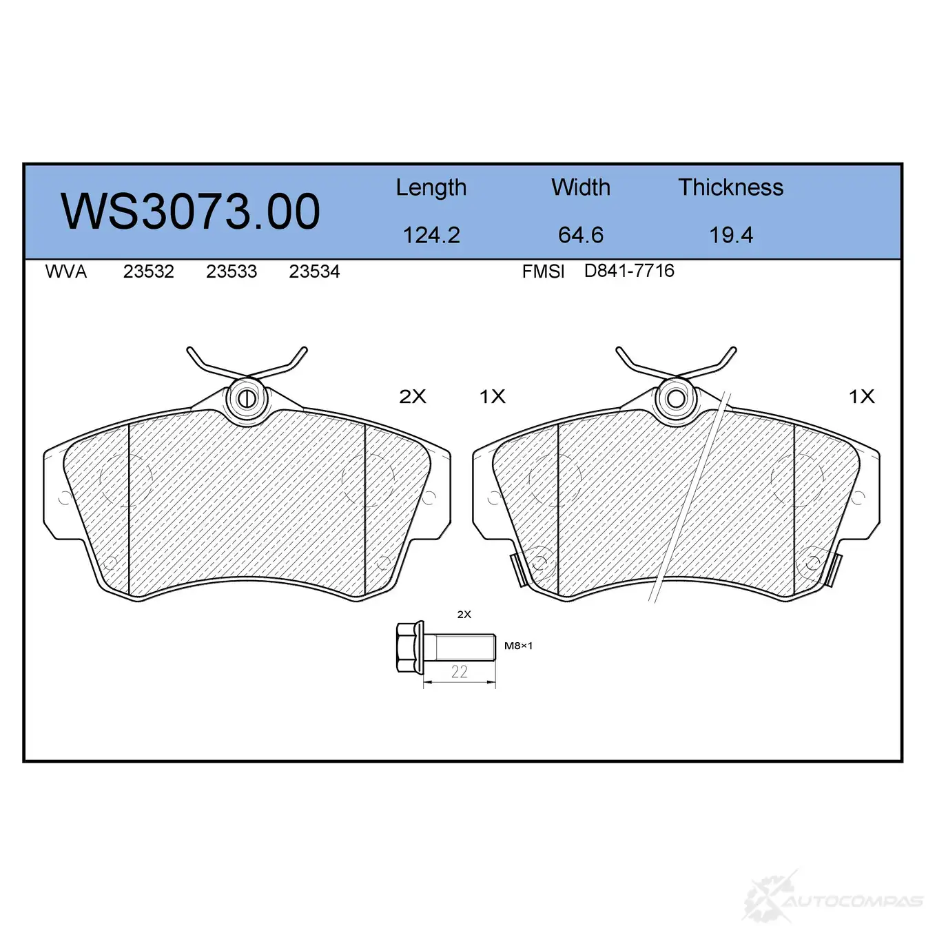 Колодки тормозные дисковые | перед | JEENICE WS3073.00 PL2NCA N 1439931951 изображение 0