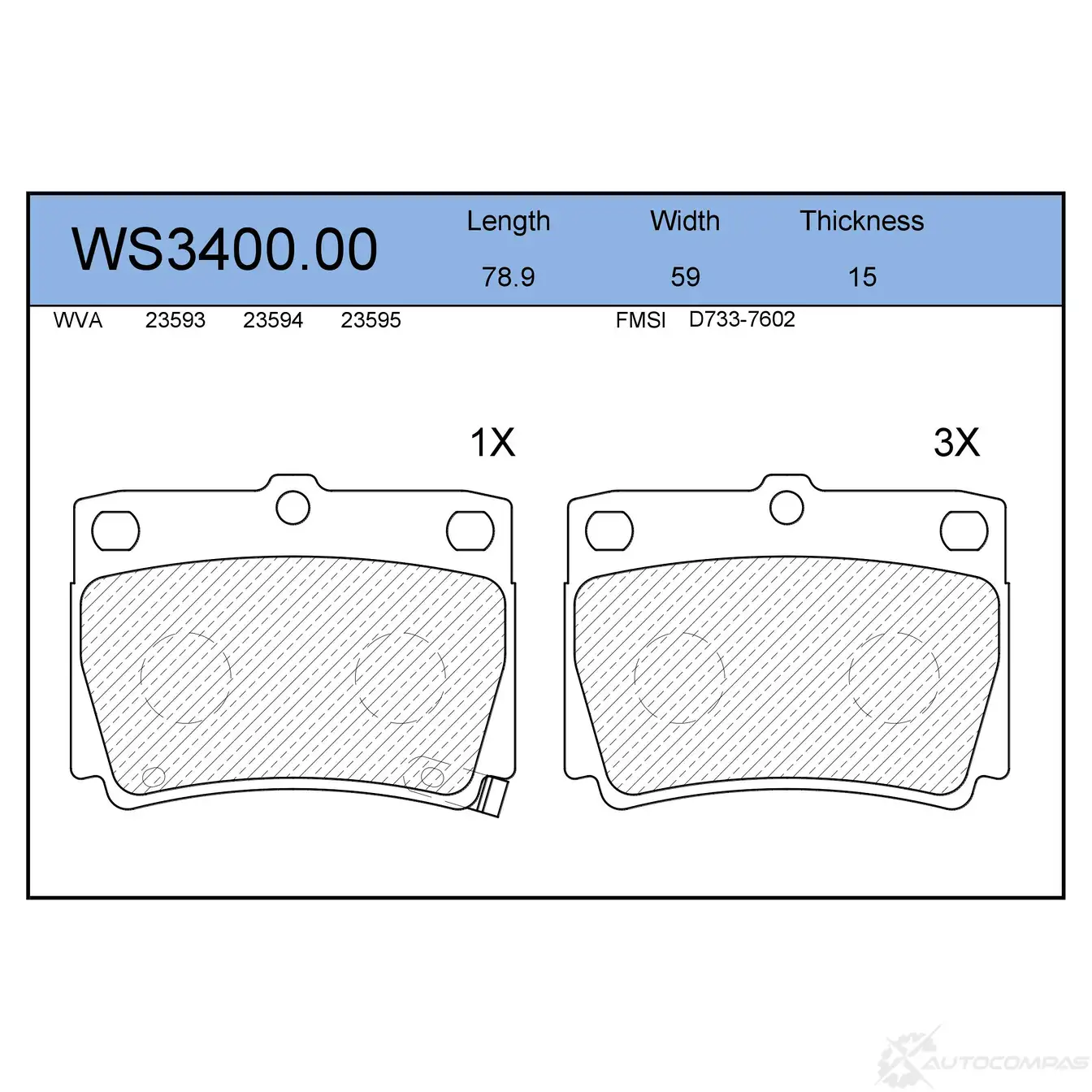 Колодки тормозные дисковые | зад | JEENICE WS3400.00 1439932404 MV2F G
