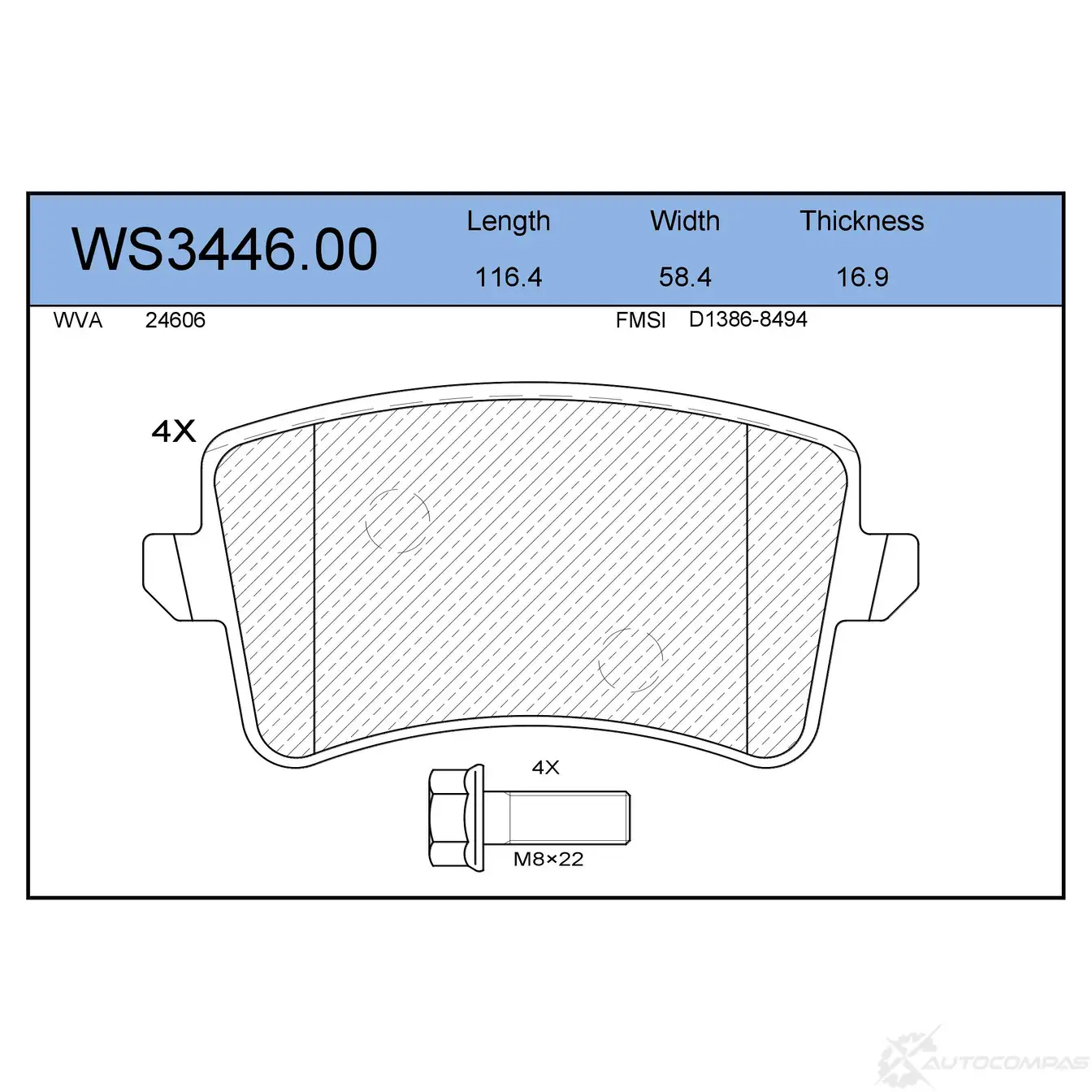 Колодки тормозные дисковые | зад | JEENICE WS3446.00 8 CZHW3C 1439931639
