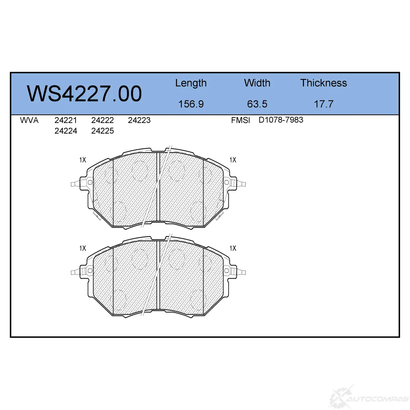 Колодки тормозные дисковые | перед | JEENICE WS4227.00 1439932027 PXLC H6O