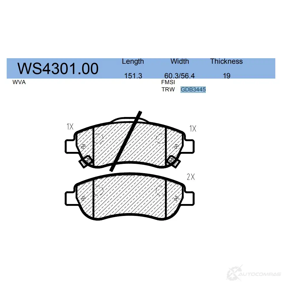 Колодки тормозные дисковые | перед | JEENICE WS4301.00 ON ALMMS 1439932963