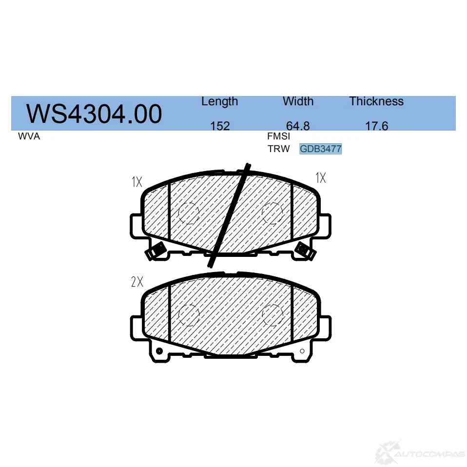 Колодки тормозные дисковые | перед | JEENICE WS4304.00 1439932962 QGWA4 W